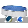 Image de Kit piscine acier blanc GrÃ© Atlantis ovale 5,27 x 3,27 x 1,32 m + BÃ¢che hiver + BÃ¢che Ã  bulles