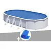 Image de Kit piscine acier blanc GrÃ© Fidji ovale 6,34 x 3,99 x 1,22 m + BÃ¢che Ã  bulles