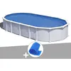Image de Kit piscine acier blanc GrÃ© Atlantis ovale 8,15 x 4,90 x 1,32 m + BÃ¢che Ã  bulles