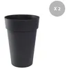 Image de Lot De 2 Pots De Fleur Rond Toscane Ã 44 X H.53 Cm Anthracite - Eda