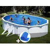 Image de Kit piscine acier blanc GrÃ© Bora Bora ovale 6,34 x 3,99 x 1,22 m + BÃ¢che Ã  bulles