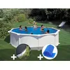 Image de Kit piscine acier blanc GrÃ© Atlantis ronde 4,80 x 1,32 m + BÃ¢che hiver + BÃ¢che Ã  bulles