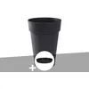 Image de Pot De Fleur Rond Toscane Ã 44 X H.53 Cm Anthracite + Soucoupe - Eda