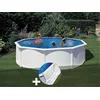 Image de Kit piscine acier blanc GrÃ© Fidji ronde 4,80 x 1,22 m + Tapis de sol