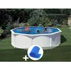 Image de Kit piscine acier blanc GrÃ© Fidji ronde 4,80 x 1,22 m + BÃ¢che Ã  bulles