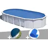Image de Kit piscine acier blanc GrÃ© Atlantis ovale 8,15 x 4,90 x 1,32 m + BÃ¢che hiver + BÃ¢che Ã  bulles