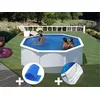 Image de Kit piscine acier blanc GrÃ© Fidji ronde 3,20 x 1,22 m + BÃ¢che Ã  bulles + Tapis de sol