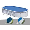 Image de Kit piscine acier blanc GrÃ© Fidji ovale 7,44 x 3,99 x 1,22 m + BÃ¢che hiver + Tapis de sol