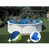 Image de Kit piscine acier blanc GrÃ© Fidji ronde 4,80 x 1,22 m + BÃ¢che hiver + BÃ¢che Ã  bulles