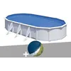 Image de Kit piscine acier blanc GrÃ© Fidji ovale 7,44 x 3,99 x 1,22 m + BÃ¢che hiver