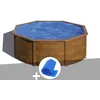 Image de Kit piscine acier aspect bois GrÃ© Sicilia ronde 3,70 x 1,22 m + BÃ¢che Ã  bulles