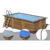 Image de Kit piscine bois GrÃ© Marbella 4,20 x 2,70 x 1,17 m + BÃ¢che hiver + BÃ¢che Ã  bulles + Douche