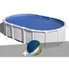 Image de Kit piscine acier blanc GrÃ© HaÃ¯ti ovale 9,20 x 5,05 x 1,32 m + BÃ¢che hiver
