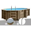 Image de Kit piscine bois GrÃ© Grenade 4,36 x 3,36 x 1,17 m + BÃ¢che hiver + Douche