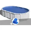 Image de Kit piscine acier blanc GrÃ© HaÃ¯ti ovale 9,20 x 5,05 x 1,32 m + BÃ¢che Ã  bulles