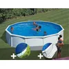 Image de Kit piscine acier blanc GrÃ© Fidji ronde 5,70 x 1,22 m + BÃ¢che hiver + Tapis de sol