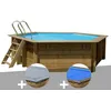 Image de Kit piscine bois GrÃ© Vanille Ã 4,00 x 1,19 m + BÃ¢che hiver + BÃ¢che Ã  bulles