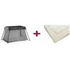Image de BabybjÃ¶rn Lit Parapluie Light Noir + Drap Housse Blanc Pur