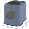 Image de Rotho - Maison Toilette Pour Chat 57 X 39 X 40 Cm - Bac A Litiere - Bleu Horizon