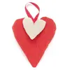 Image de Double-coeur rouge et lin - h. 14,5 cm