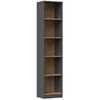 Image de Florence - BibliothÃ¨que 5 ÃtagÃ¨res - Dimensions 182x40x30 Cm - Meuble De Rangement Livres - Gris&chÃªne
