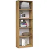 Image de FLORENCE - BibliothÃ¨que 5 Ã©tagÃ¨res chambre bureau salon - 182x40x30 cm - Meuble de rangement livres dÃ¨co - Aspect bois - ChÃªne