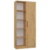 Image de VILLME - BibliothÃ¨que design minimaliste - 1 porte + 10 Ã©tagÃ¨res - 80x30x182 cm - Meuble de rangement - ChÃªne