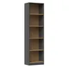 Image de KAFFI - BibliothÃ¨que style scandinave salon - 50x30x181 - 5 tablettes - ÃtagÃ¨re Ã  livres - Gris&ChÃªne