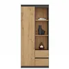 Image de LIVORNO - BibliothÃ¨que 1 porte + 2 tiroirs bureau chambre - 180x80x35 - Meuble de rangement - Gris&Aspect bois