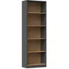 Image de FLORENCE - BibliothÃ¨que 5 Ã©tagÃ¨res - Dimensions 182x60x30 cm - Meuble de rangement livres - Gris&ChÃªne