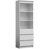 Image de CATANIA - BibliothÃ¨que moderne 3 tiroirs + 2 Ã©tagÃ¨res - 180x60x35 - Meuble de rangement - EtagÃ¨res livres dÃ©co - blanc