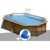 Image de Kit piscine bois GrÃ© Vermela 6,72 x 4,72 x 1,46 m + BÃ¢che Ã  bulles