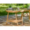 Image de Table basse ronde en rotin avec plateau en verre - jardiline
