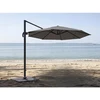 Image de Parasol rond en aluminium, coloris taupe et toile polyester avec pied en croix -