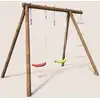 Image de Portique en bois rond 3 agrès avec échel