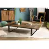 Image de Mathis - table basse multi-planches marron bois cerclée métal gris
