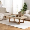 Image de Dak - table basse rect. 120x70cm en béton et bois de teck beige