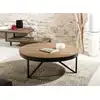 Image de Sixtine - table basse ronde diam90 plateau bois teck recyclé pied noir