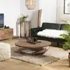 Image de Sixtine - table basse plateau 120x120cm bois teck recyclé métal noir