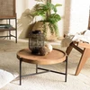 Image de Sixtine - table basse ronde diam 58 plateau en bois de teck recyclé