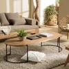 Image de Sixtine - table basse ovale 163x63cm plateau en bois de teck recyclé
