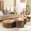 Image de Sixtine - set de 3 tables basses rondes tissage de fibre de cocotier