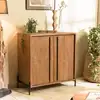 Image de Sixtine - buffet 2 portes en bois de teck recyclé avec pieds en métal noir