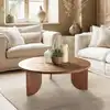Image de Sixtine - table basse ronde 100x100cm en bois de teck recyclé