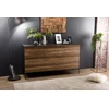 Image de Maxence - buffet naturel et noir 3 portes bois teck recyclé pieds gris
