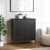 Image de Maxendre - buffet en bois noir 2 portes 3 étagères pieds métal noir