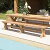 Image de Kally - banc de jardin 270x35cm en bois teck recyclé pieds croisés