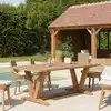 Image de Kally - table à manger jardin 220cm en bois de teck recyclé pieds v