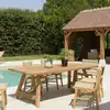 Image de Kally - table à manger jardin 220cm bois teck recyclé pieds tréteaux