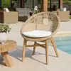 Image de Valeria - lot de 2 fauteuils jardin arrondi en bois teck rotin